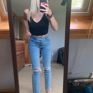 Black Knit Crop Top